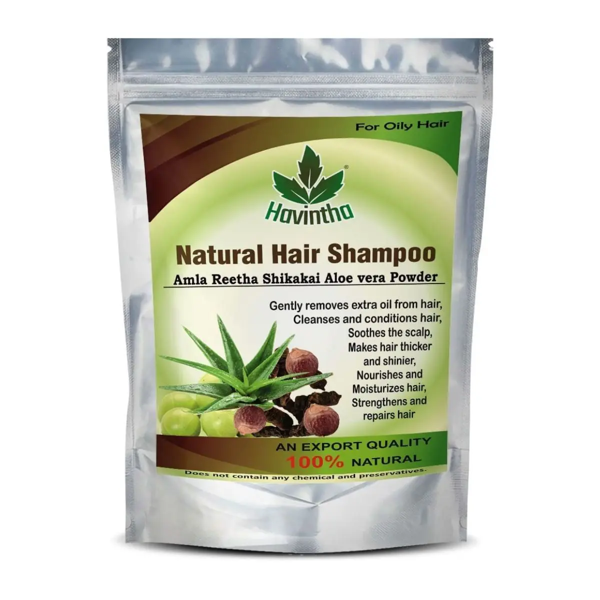 Natural Amla Reetha Shikakai and Aloevera Powder Shampoo for Oily Hair (227 g)