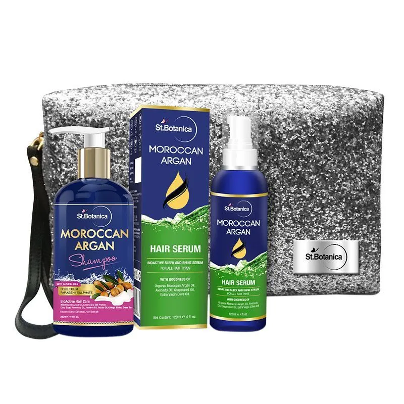 St.Botanica Moroccan Argan Combo Shampoo + Hair Serum & Pouch