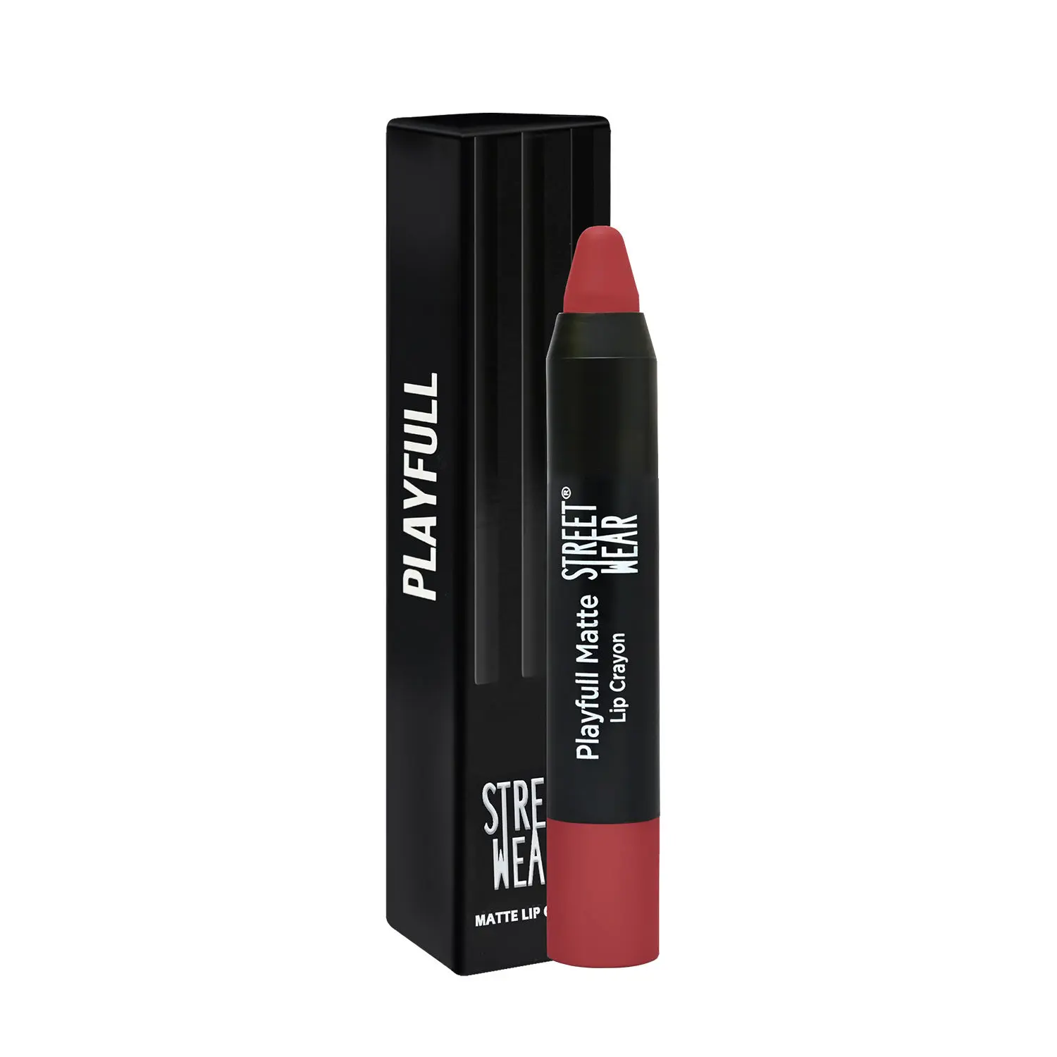 STREET WEAR® Playfull Matte -Dude Red (Red) -Moisturizing Matte Finish Lipstick, Full Coverage, Non-Drying Formula, Intense Pigment, Enriched With Shea Butter, Vitamin C, Vitamin E, Longwear Moisturizing Crayon Lipstick