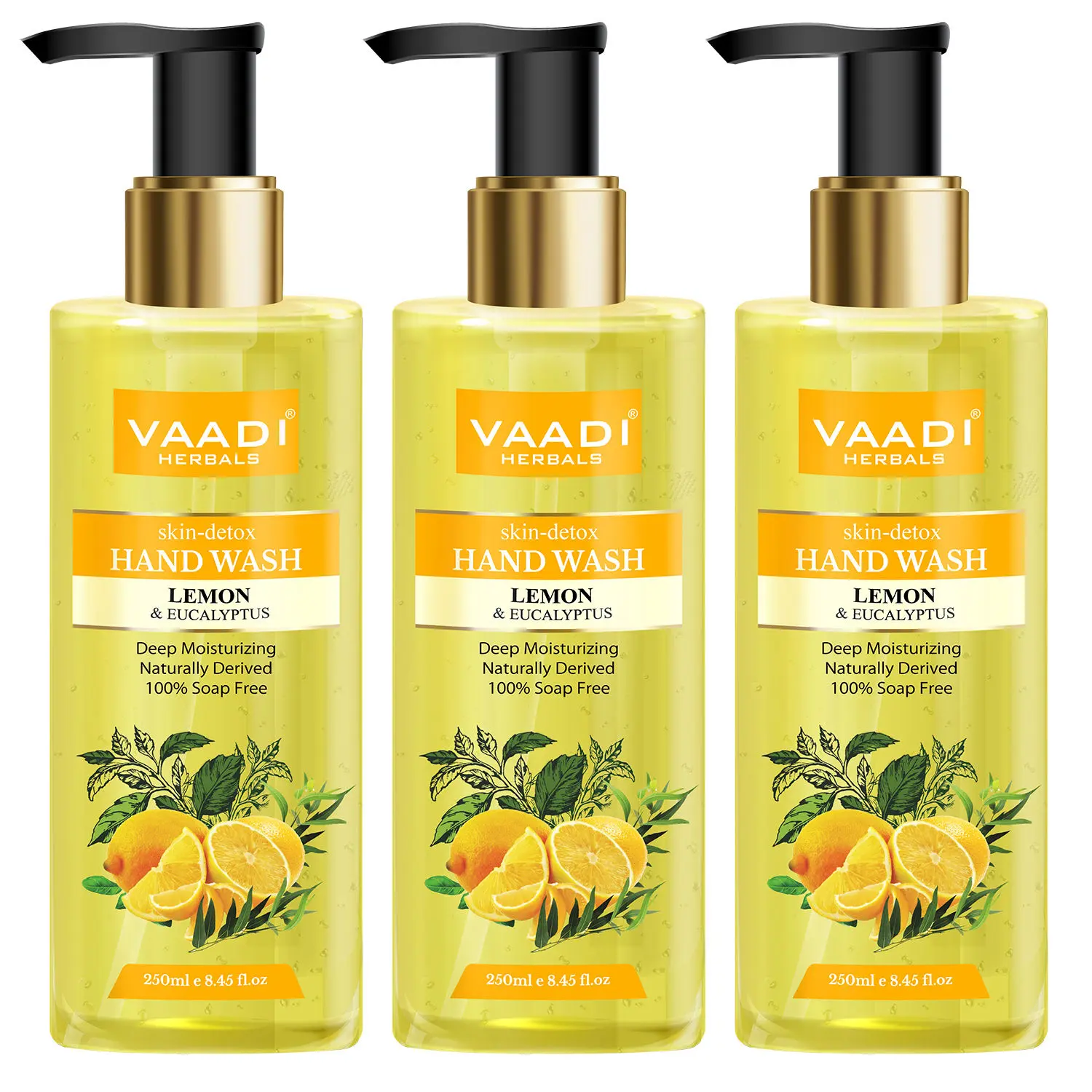 Vaadi Herbals Pack of 3 Skin-Detox Lemon & Eucalyptus Hand Wash (250 ml x 3)
