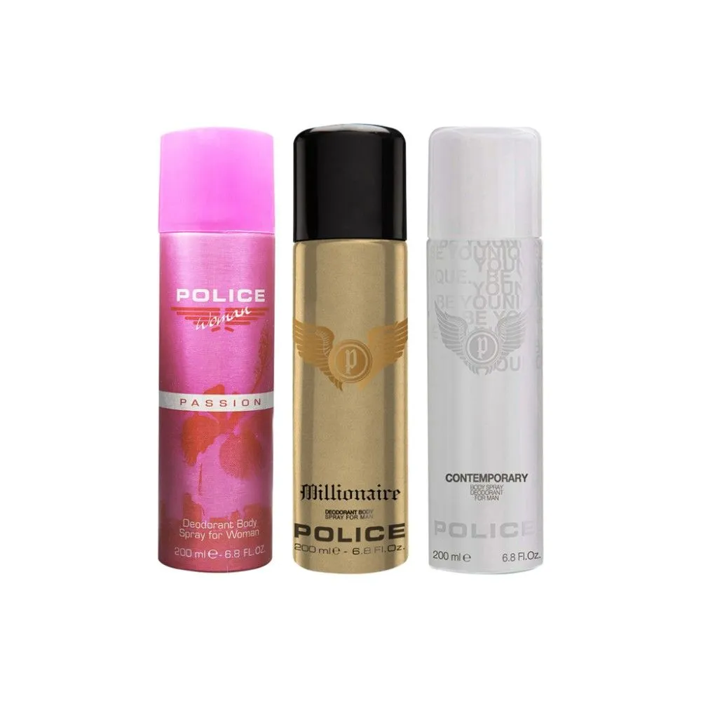 Police Millionaire Homme + Contemporary + Passion Femme Deo Combo Set