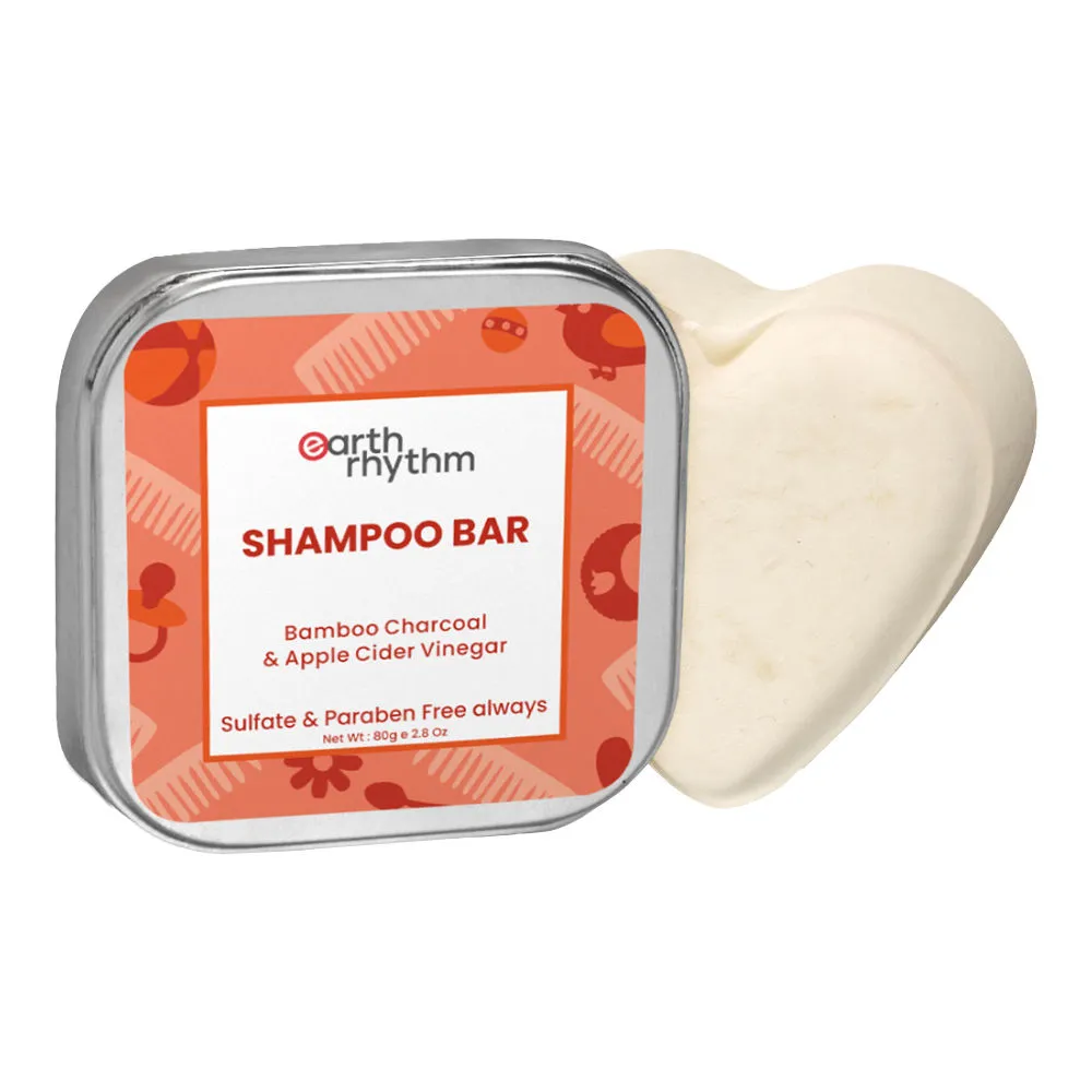 Earth Rhythm Shampoo Bar with Bamboo Charcoal & Apple Cider Vinegar for Kids with Tin