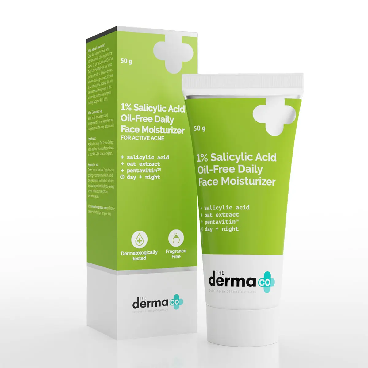 The Derma co.1% Salicylic Acid Oil-Free Daily Moisturizer For Face with Oat Extract for Active Acne (50 g)