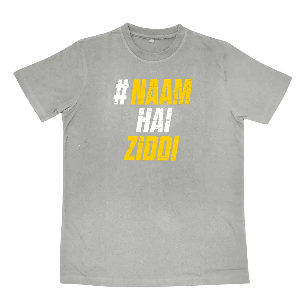 MuscleBlaze T-Shirt Naam Hai Ziddi,  Grey  Large