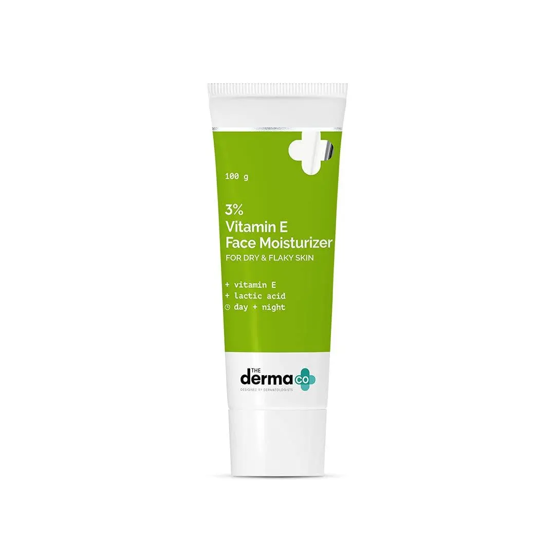 The Derma Co. 3% Vitamin E Face Moisturizer With Vitamin E & Lactic Acid For Dry & Flaky Skin – 100 g