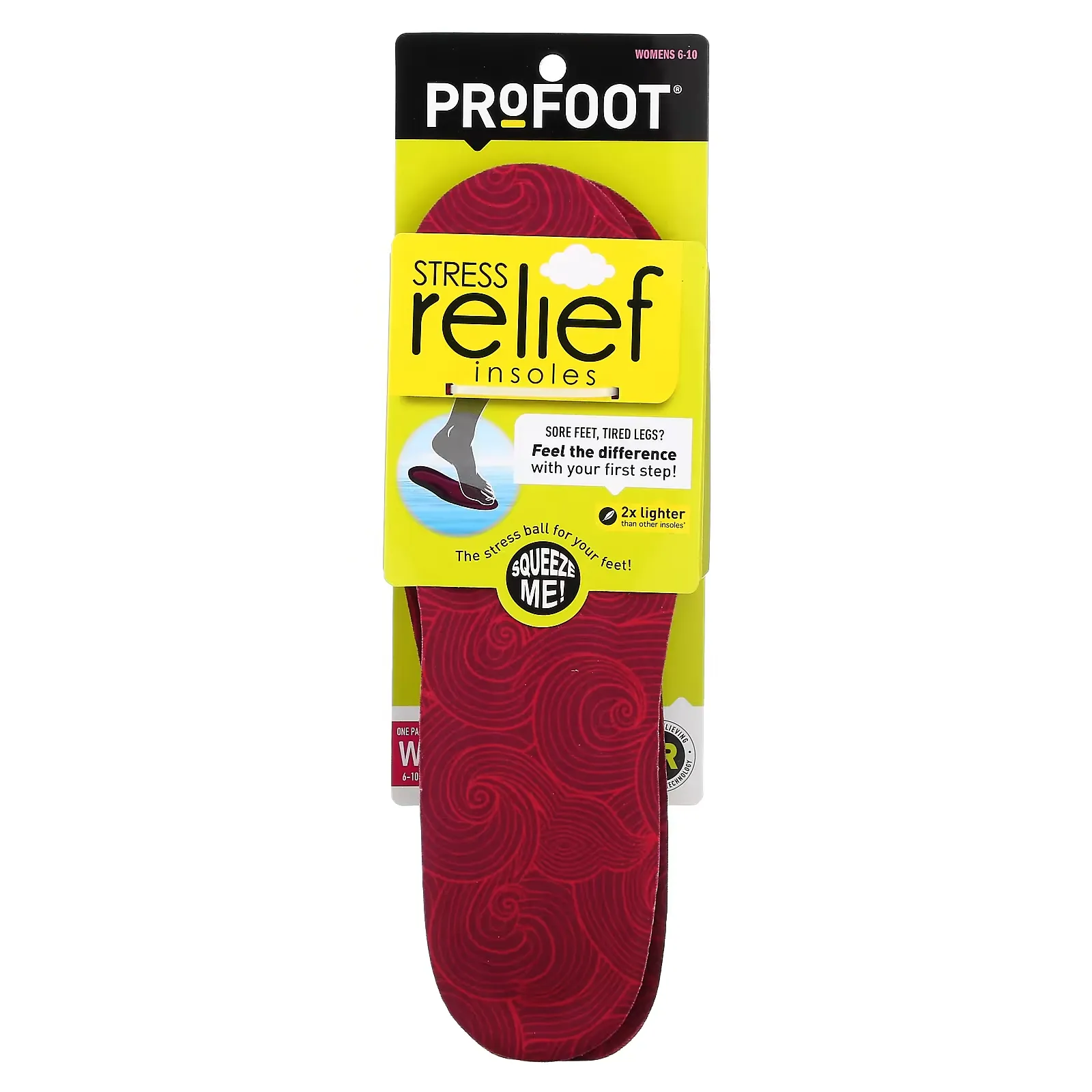 Stress Relief Insoles, Women 6-10, 1 Pair