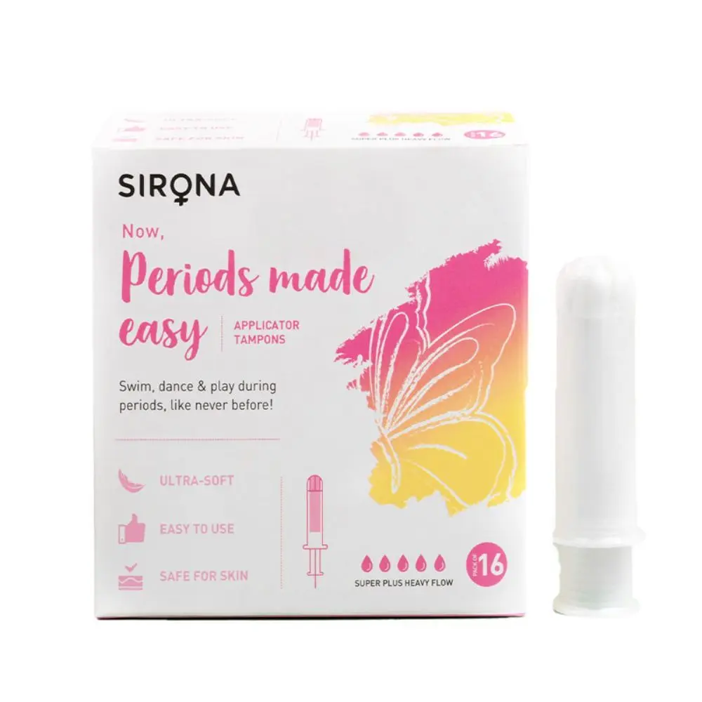 Premium Applicator Tampons by SironaSuper Plus Heavy Flow (16 Pcs)