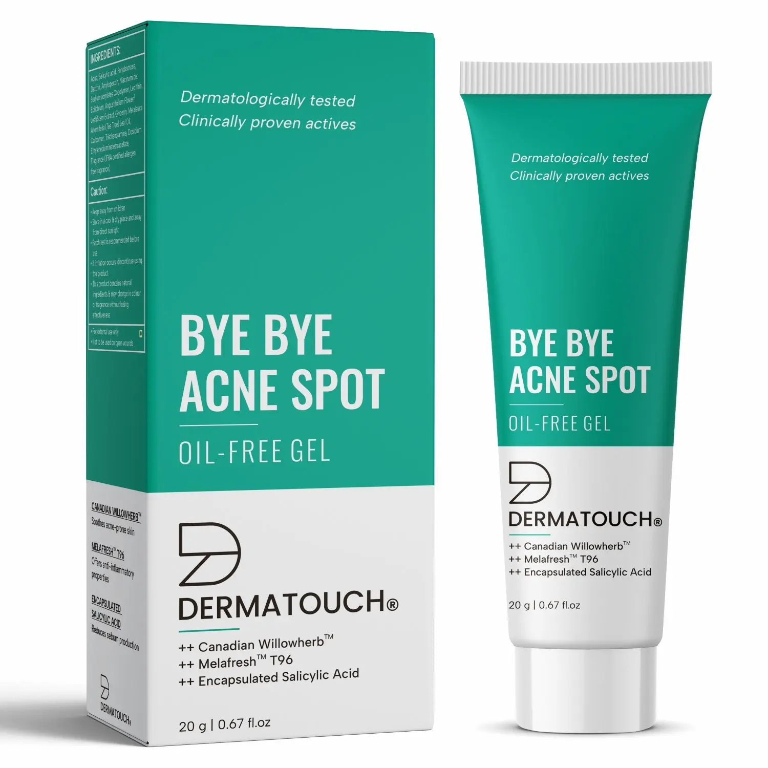 DERMATOUCH Bye Bye Acne Spot Oil-Free Gel | Pimple Removal Gel | Acne-Prone Skin | 20G