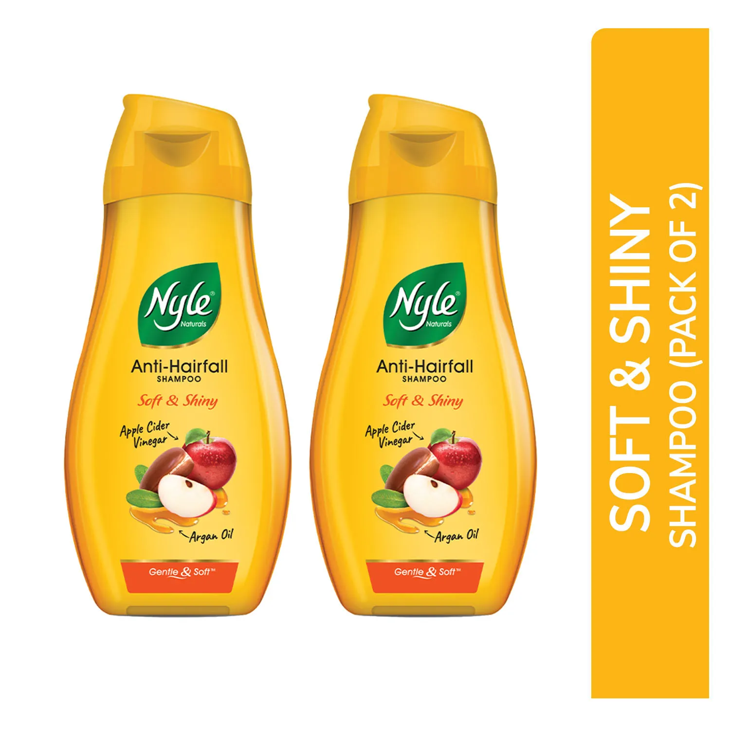 Nyle Naturals Soft & Shiny Anti Hairfall Shampoo Apple Cider Vinegar & Argan Oil - Pack of 2