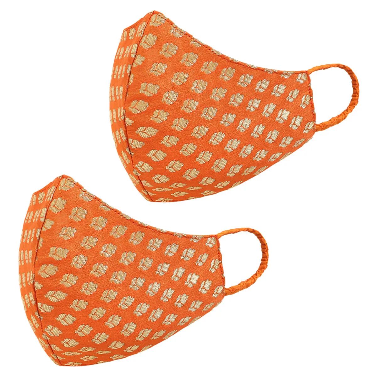 Tossido Festive 3 Ply 100% Pure Chanderi Banarasi Masks Pack Of 2