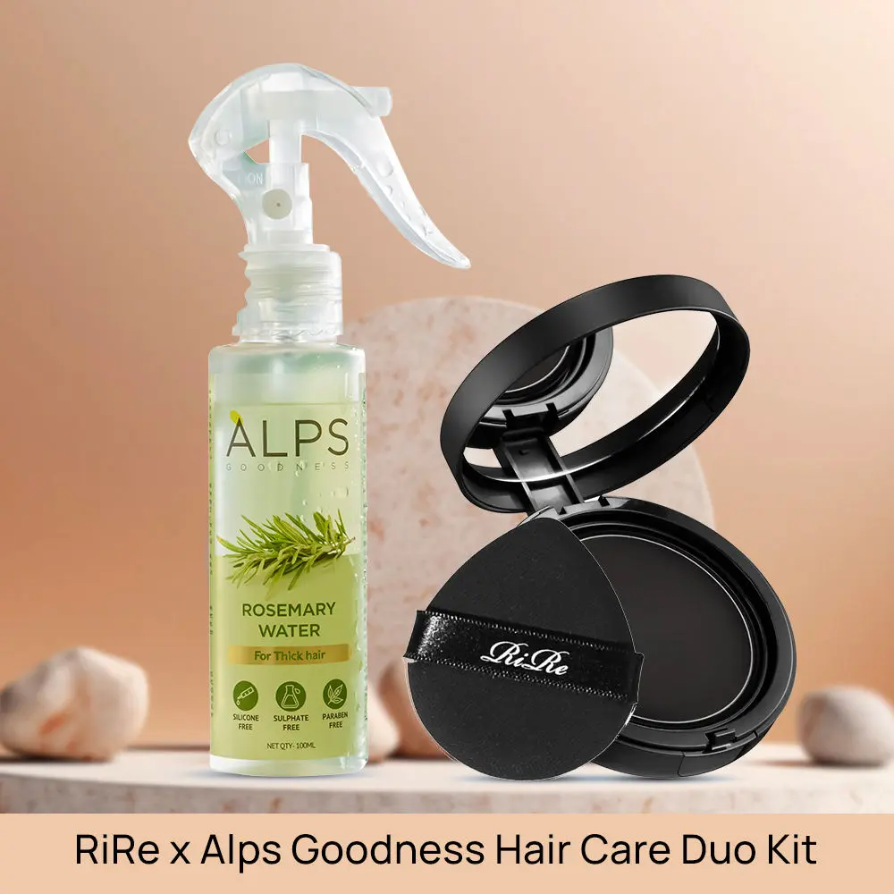 RiRe x Alps Goodness Hair Care Duo Kit - (RiRe Quick Hair Cushion, 01 Natural Black (14 g) + Alps Goodness Rosemary Water (100 ml))