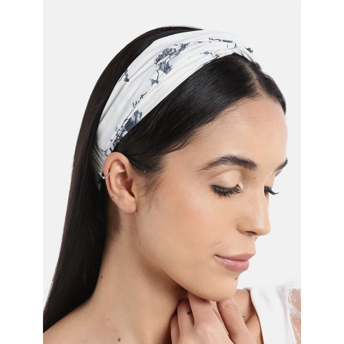 Blueberry Printed White Knot Hairband