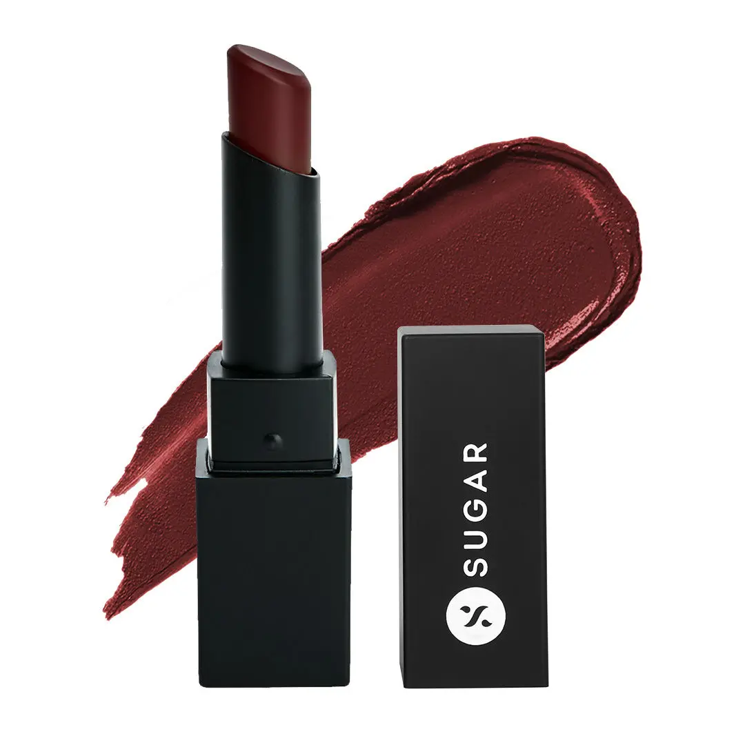 SUGAR Cosmetics - Nothing Else Matter - Longwear Matte Lipstick - 34 Brownie Point (Brown Toned Burnt Orange/ Reddish Brown) - 3.2 gms - Water-Resistant, Premium Matte Lipstick, Paraben Free