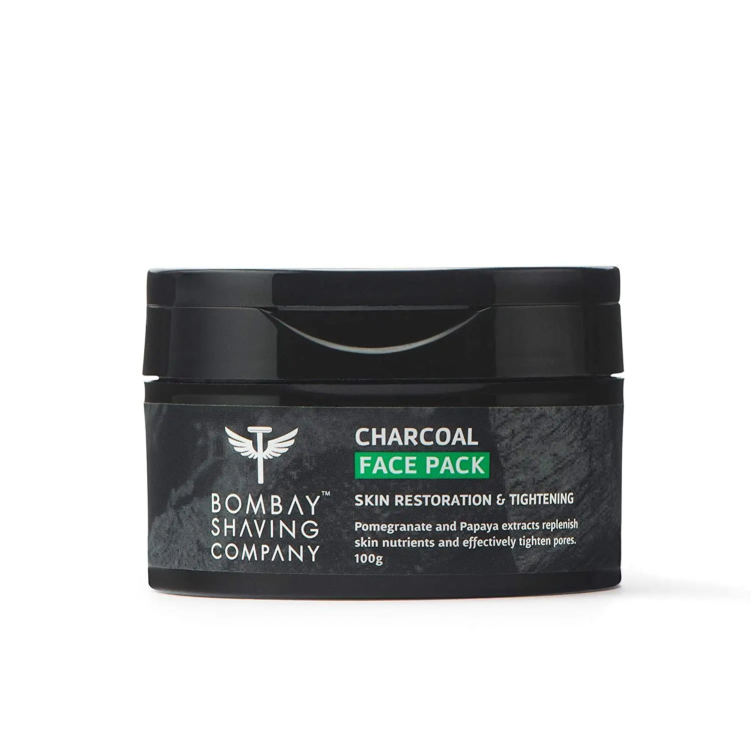 Bombay Shaving Company Charcoal Face Pack, 100g | Anti-Pollution & Anti- Blackhead, No Parabens, Wash Off Face Mask, Black