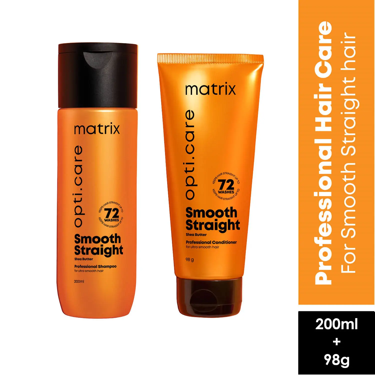 Matrix Opti Care Professional Ultra Smoothing Shampoo + Professional Anti-Frizz Conditioner| (350ml + 98g)|For Straight hair