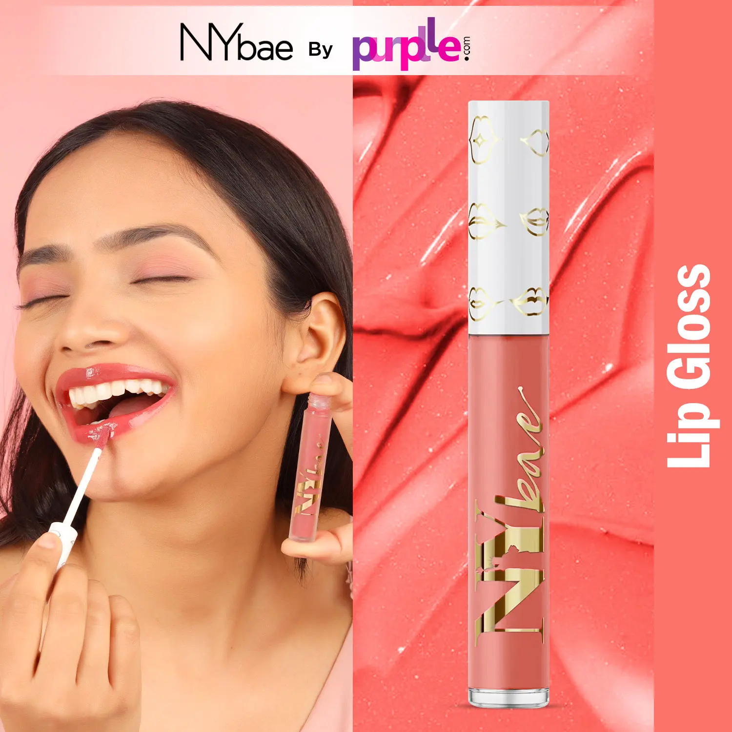 NY Bae Gloss Getter Lip Gloss | Lip & Cheek Tint | Lightweight Glossy Lipstick | Brown Lip Balm | Non-Sticky | Caramel Cashew 07 (2.8 ml)