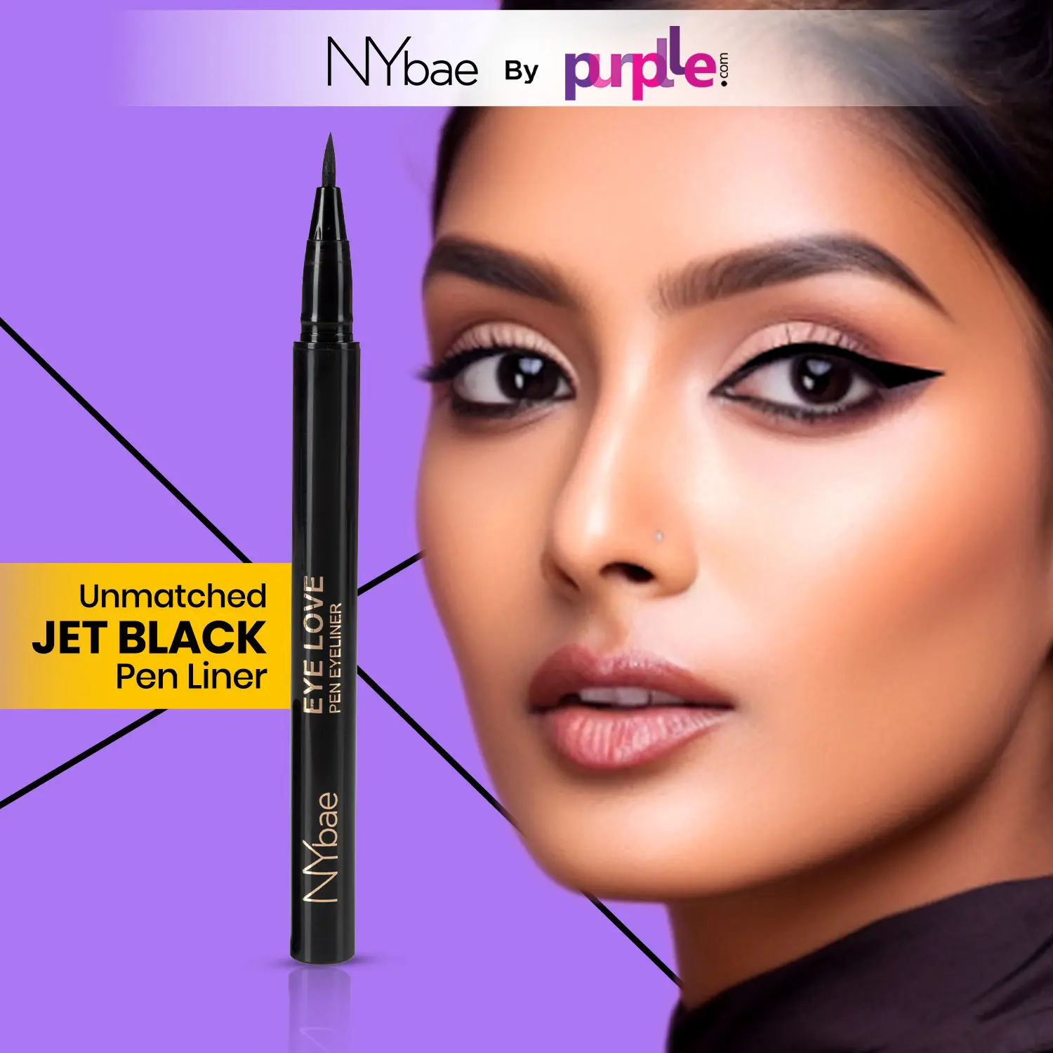 NY Bae Eye Love Pen Eyeliner | Smudgeproof | Quick Drying | Intensely Pigmented | 1 Stroke Application - Black Ink (1g)