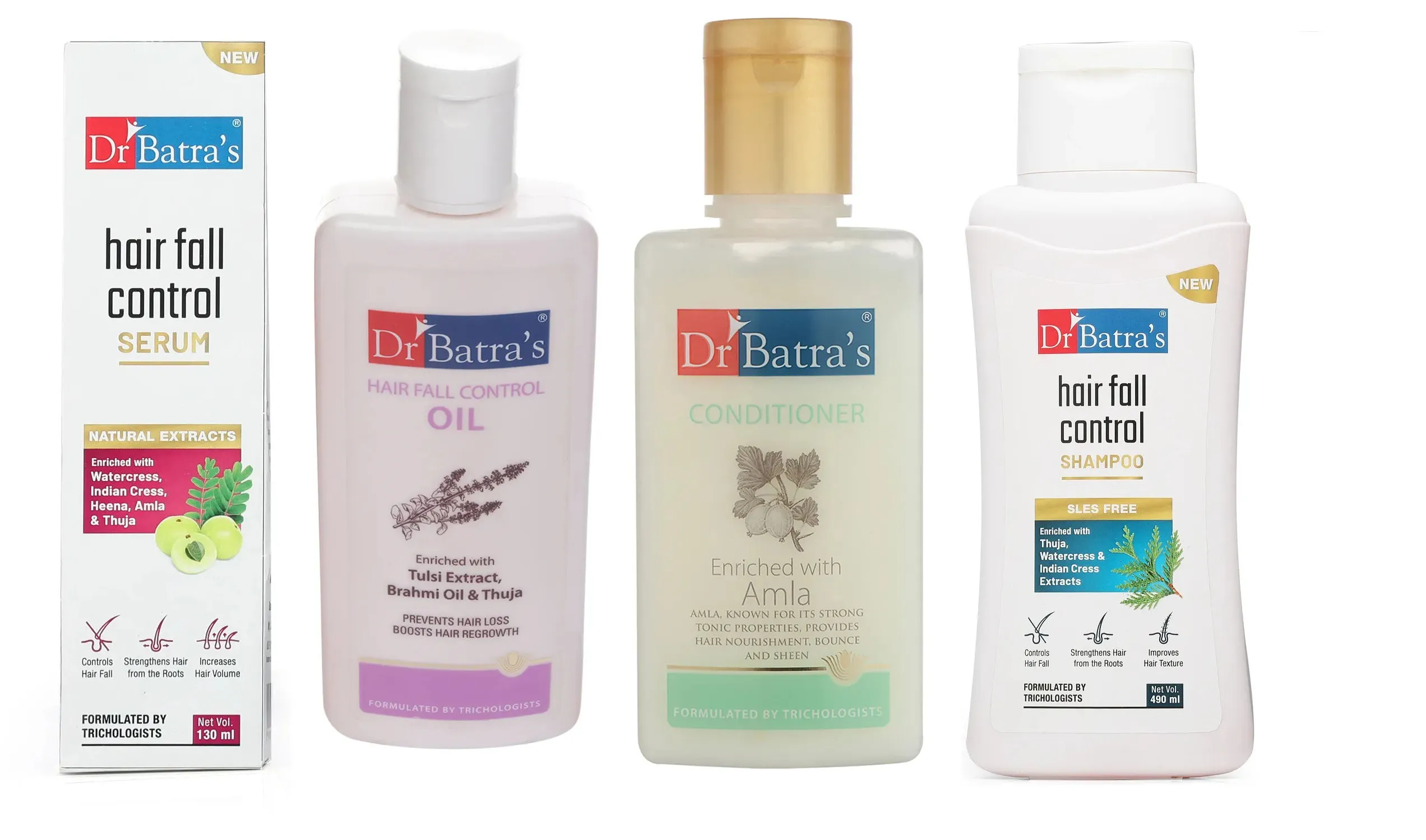 Dr.Batra's Hair Fall Control Serum + Hair Fall Control Shampoo + Hair Fall Control Oil + Conditioner