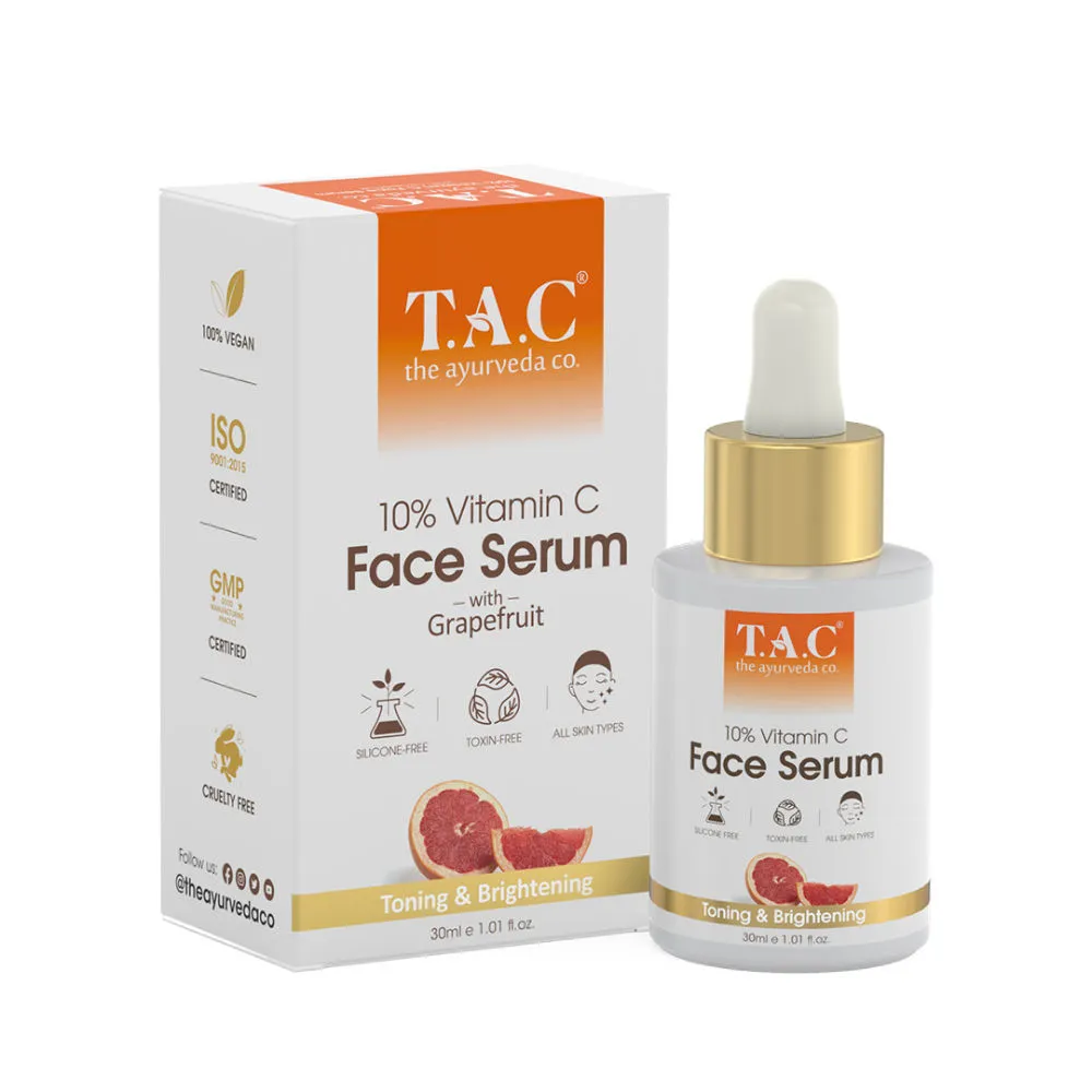 TAC - The Ayurveda Co. 10% Vitamin C Face Serum with Grapefruit For Glowing and Bright Skin