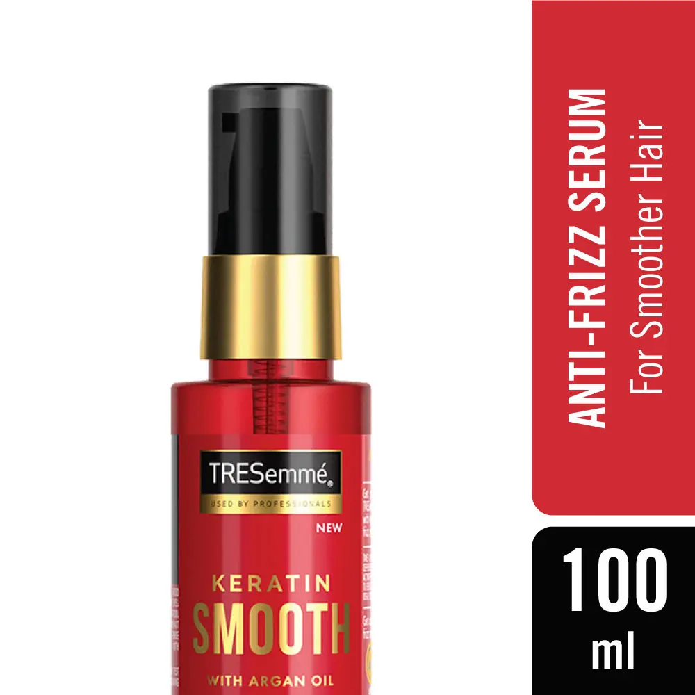 Tresemme Keratin Smooth Anti-Frizz Hair Serum 100ml with Argan Oil, for 2X Smoother Hair and Long Lasting Frizz control upto 48H even in 80% humidity