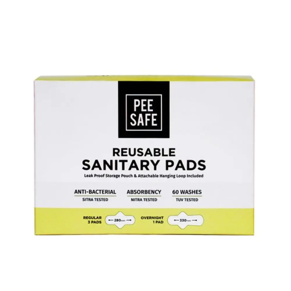 Pee Safe Reusable Sanitary Pads | 4N ( 3 Regular Pads + 1 Overnight Pad)