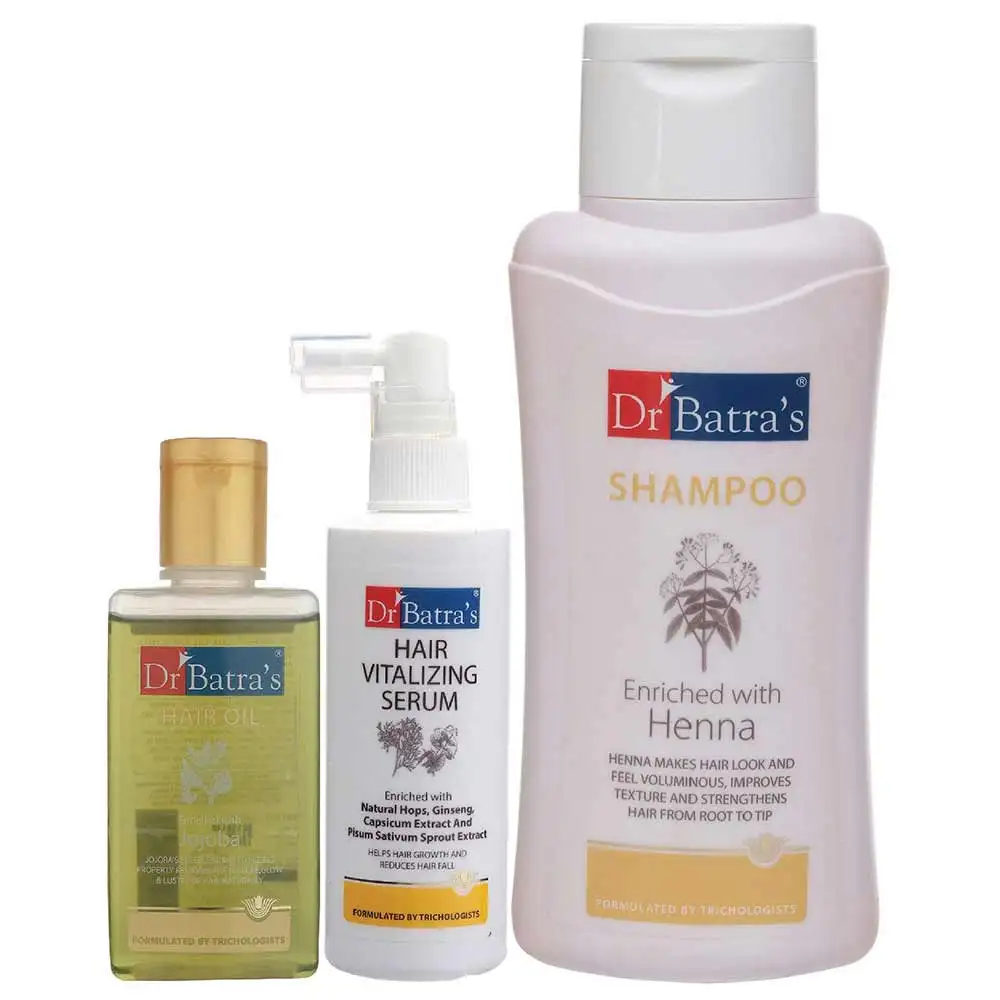 Dr Batra's Hair Vitalizing Serum, Shampoo - 500 ml and Hair Oil - 100 ml Combo,  3 Piece(s)/Pack  Hair Care