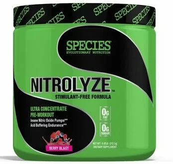 Nitrolyze, By Species Nutrition, Stimulant Free, Berry Blast, 25 Servings