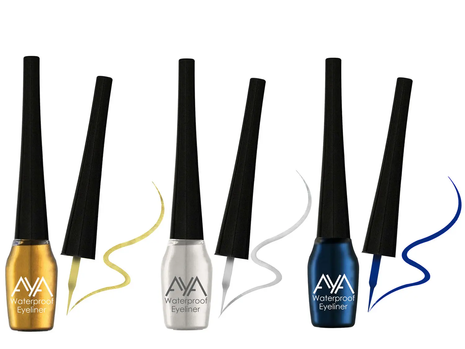 AYA Waterproof Eyeliner, Set of 3 (Golden, Silver, Blue)