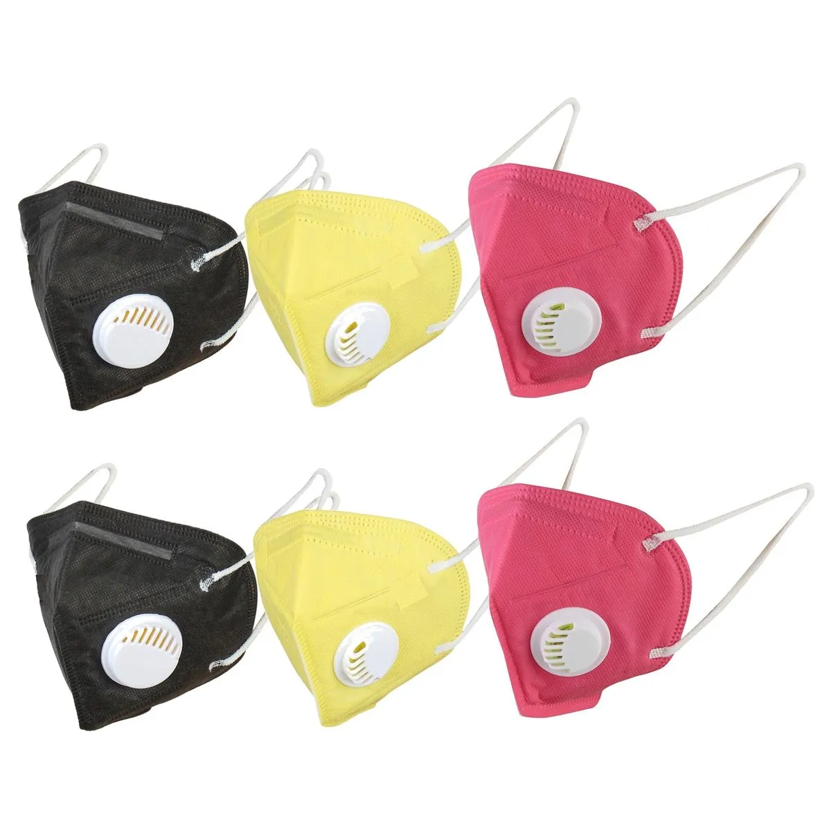 OOMPH Pack Of 6 Kn95/n95 Anti-pollution Reusable 5 Layer Mask Color: Yellow Pink Black