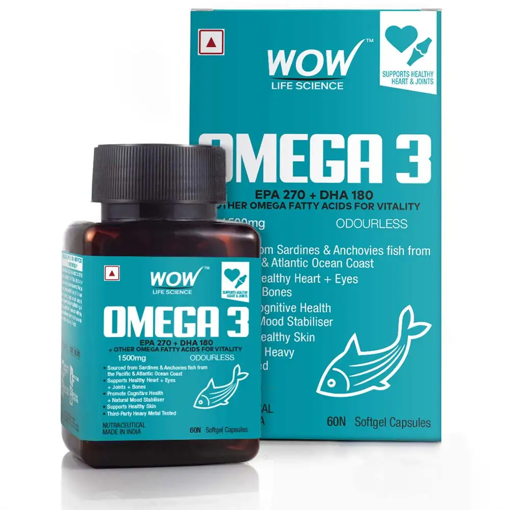 Wow Life Science Omega 3 1500mg,  60 softgels