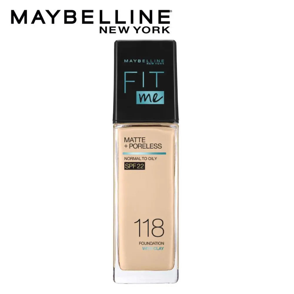 Maybelline New York Fit Me Matte + Poreless Liquid Foundation, 118 Light Beige | Matte Foundation | Oil Control Foundation | Foundation With SPF, 30 ml