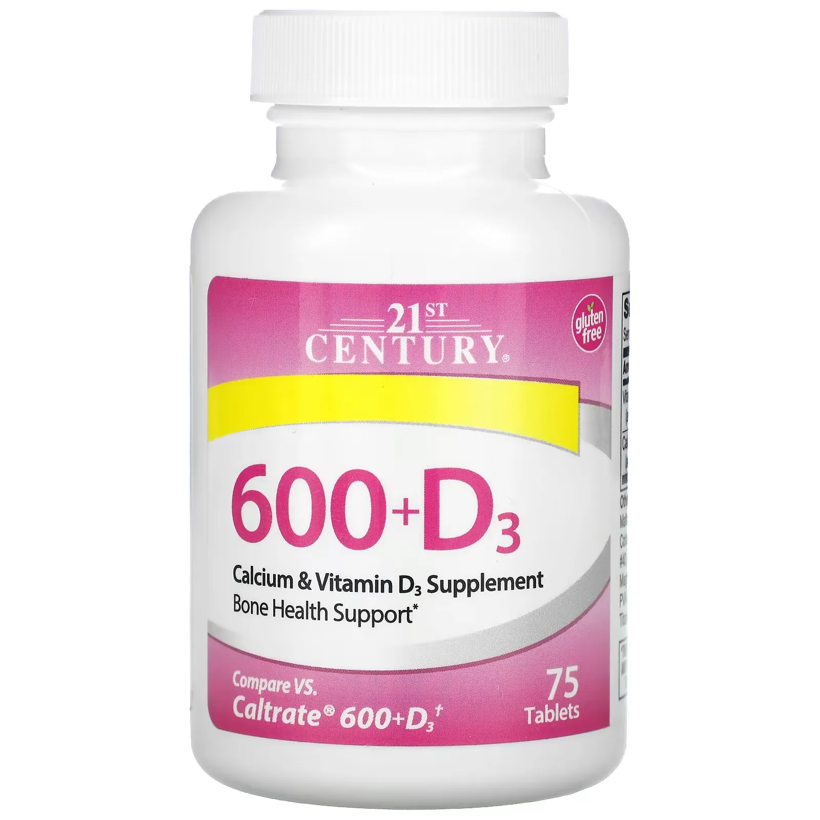 600+D3, Calcium & Vitamin D3 Supplement, 75 Tablets