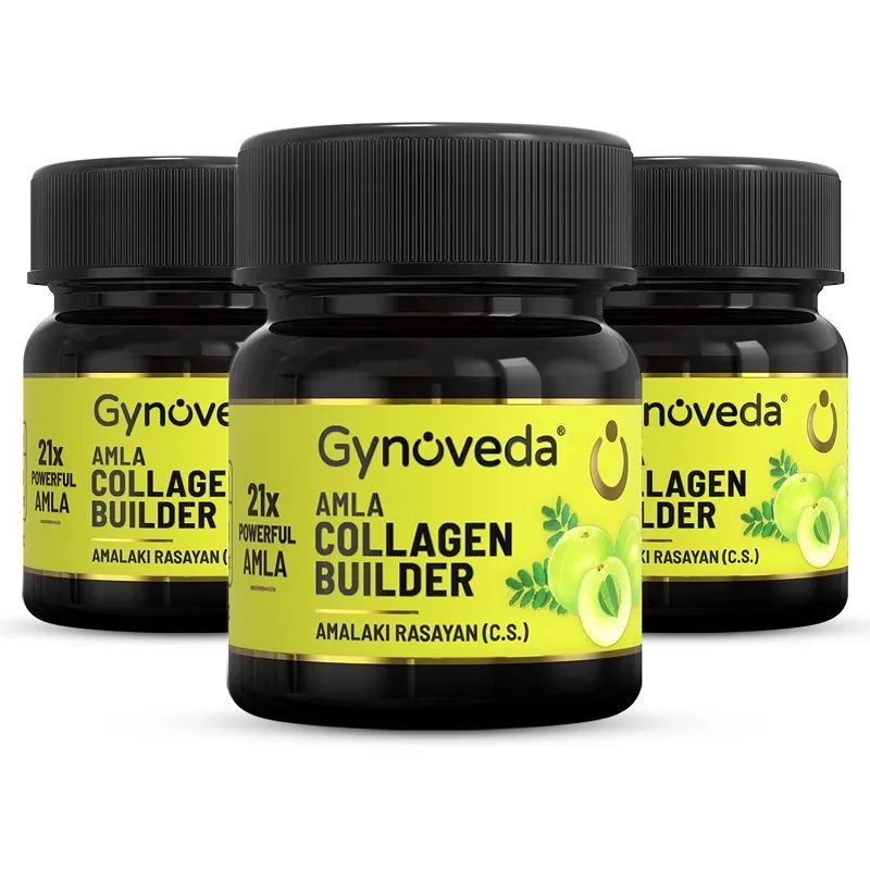 Gynoveda Amla Collagen Builder Tablets- Vitamin C For Anti-Aging, Skin Repair- Pack of 3