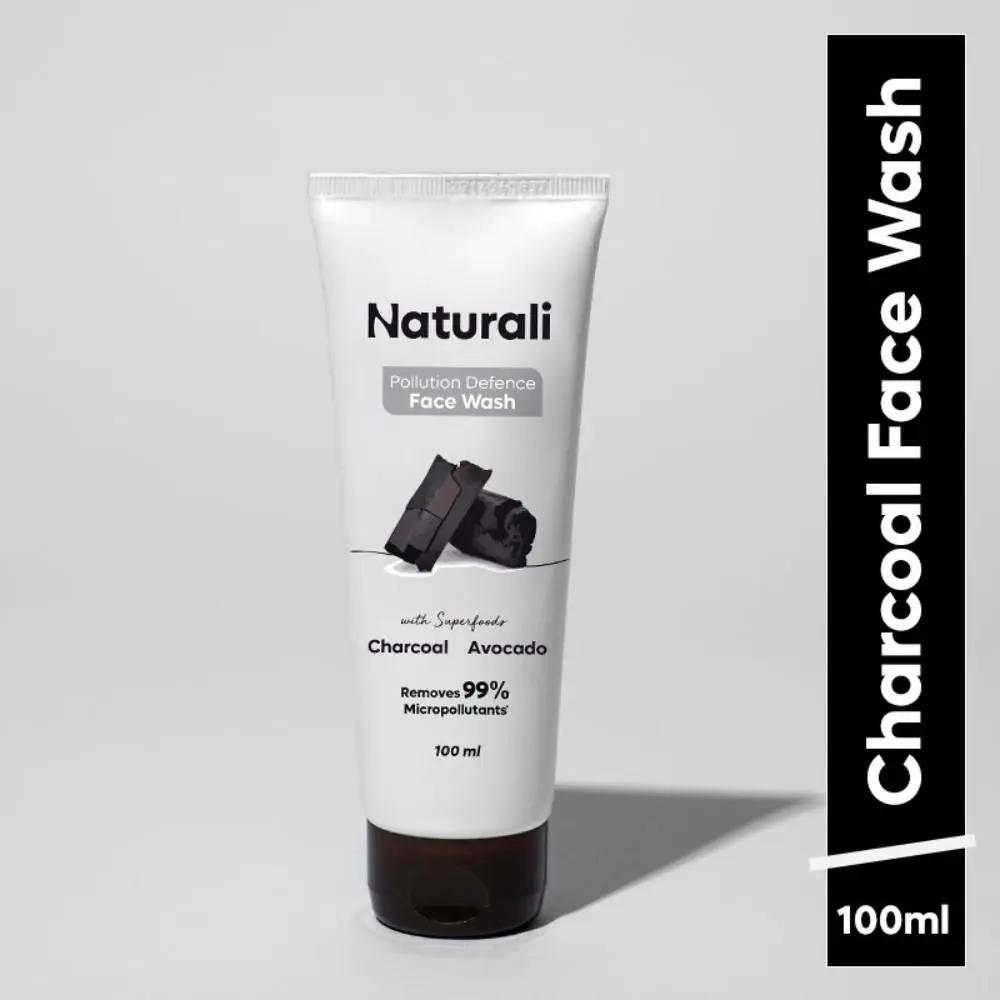 Naturali Pollution Defence Face Wash with Charcoal & Avocado | Best Face Wash for Glowing Skin | Charcoal Face Wash