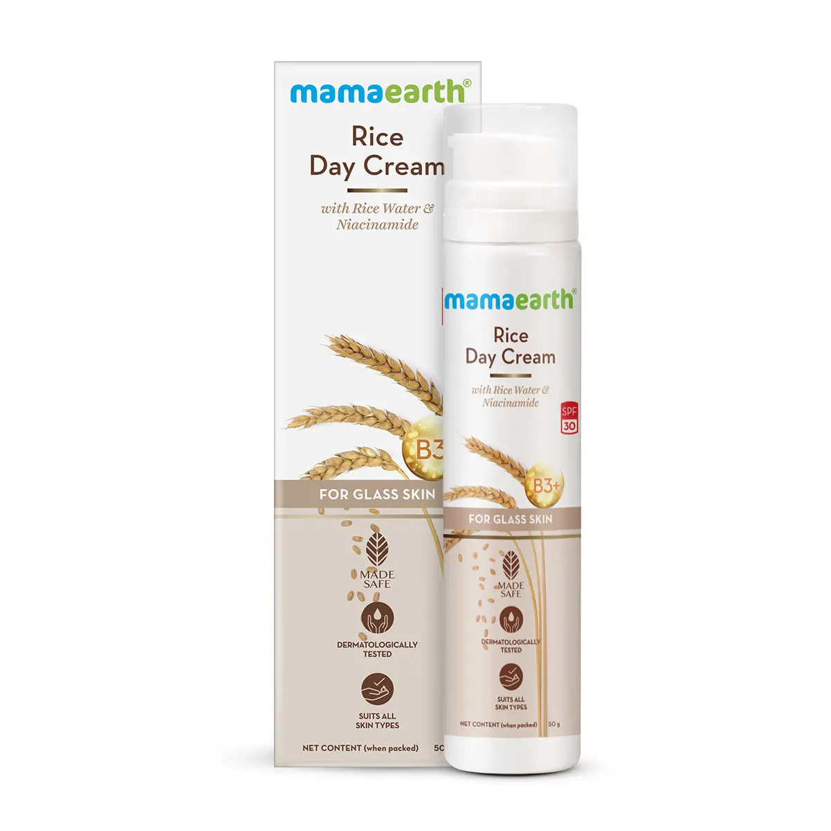 Mamaearth Rice Day Cream for daily use , With Rice Water & Niacinamide for Glass Skin (50 g)