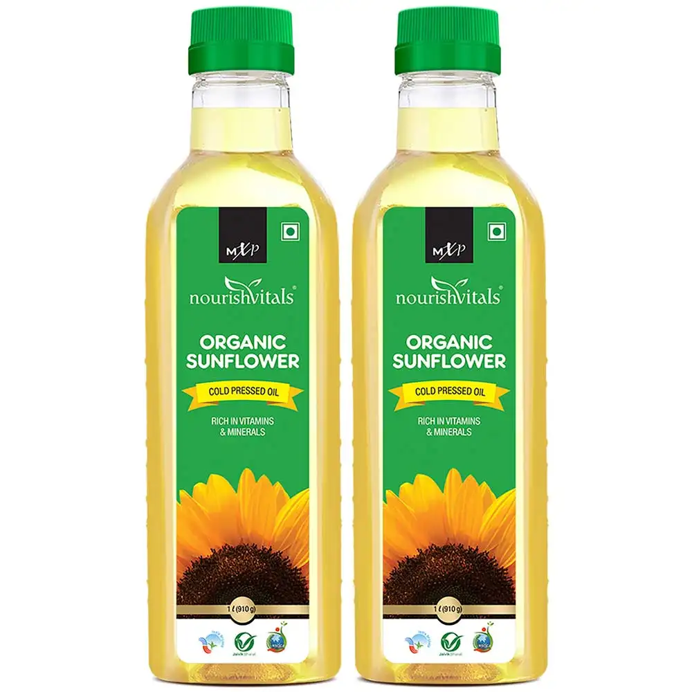 NourishVitals Organic Sunflower Cold Pressed Oil - Pack of 2,  1 L