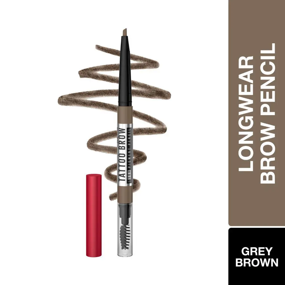 Maybelline Tattoo Brow 36 Hr Brow Pencil, Grey Brown, 0.25gm | Waterproof Eyebrow Pencil with Precision Tip