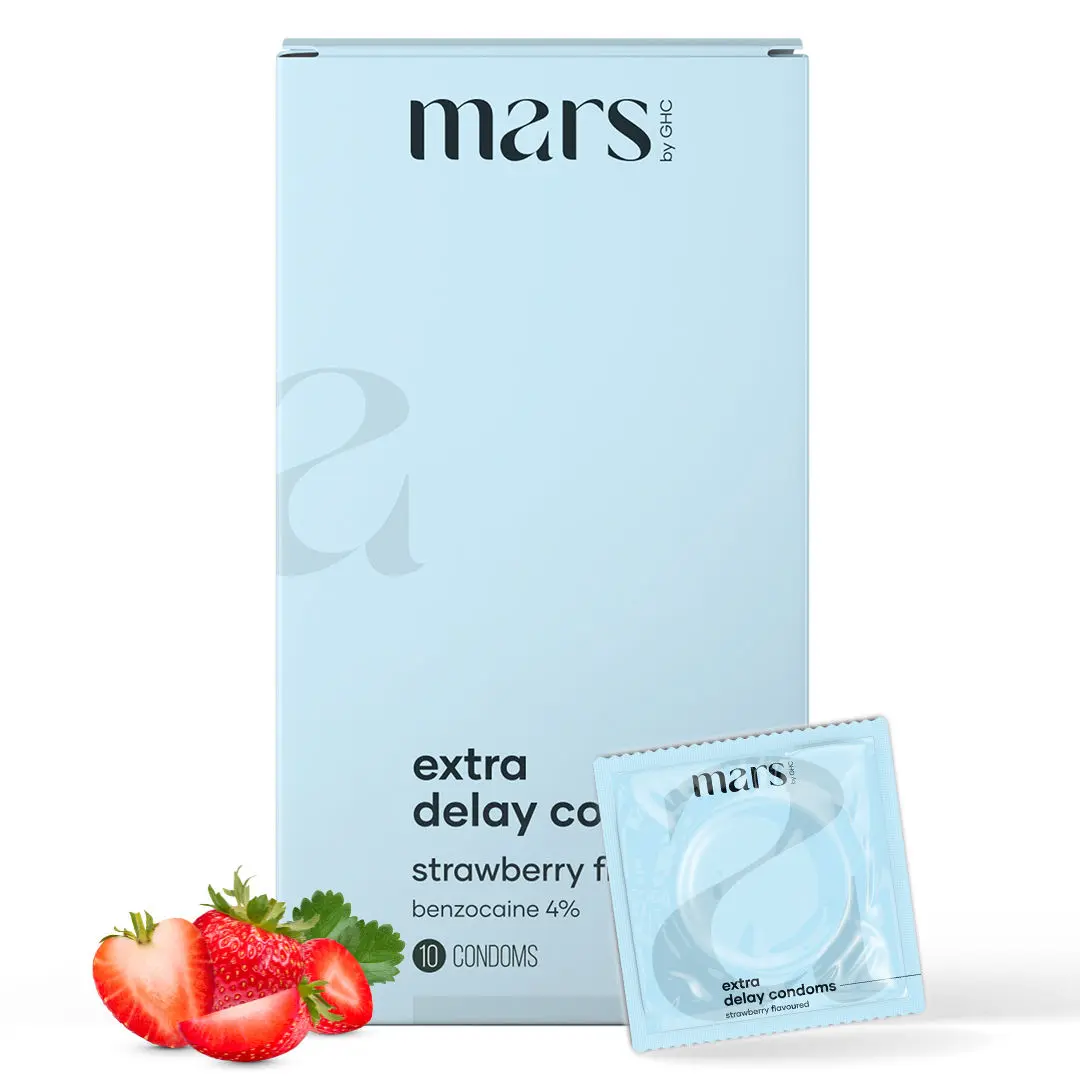 mars by GHC Strawberry Flavoured Dotted Condoms for Men - Pack of 10