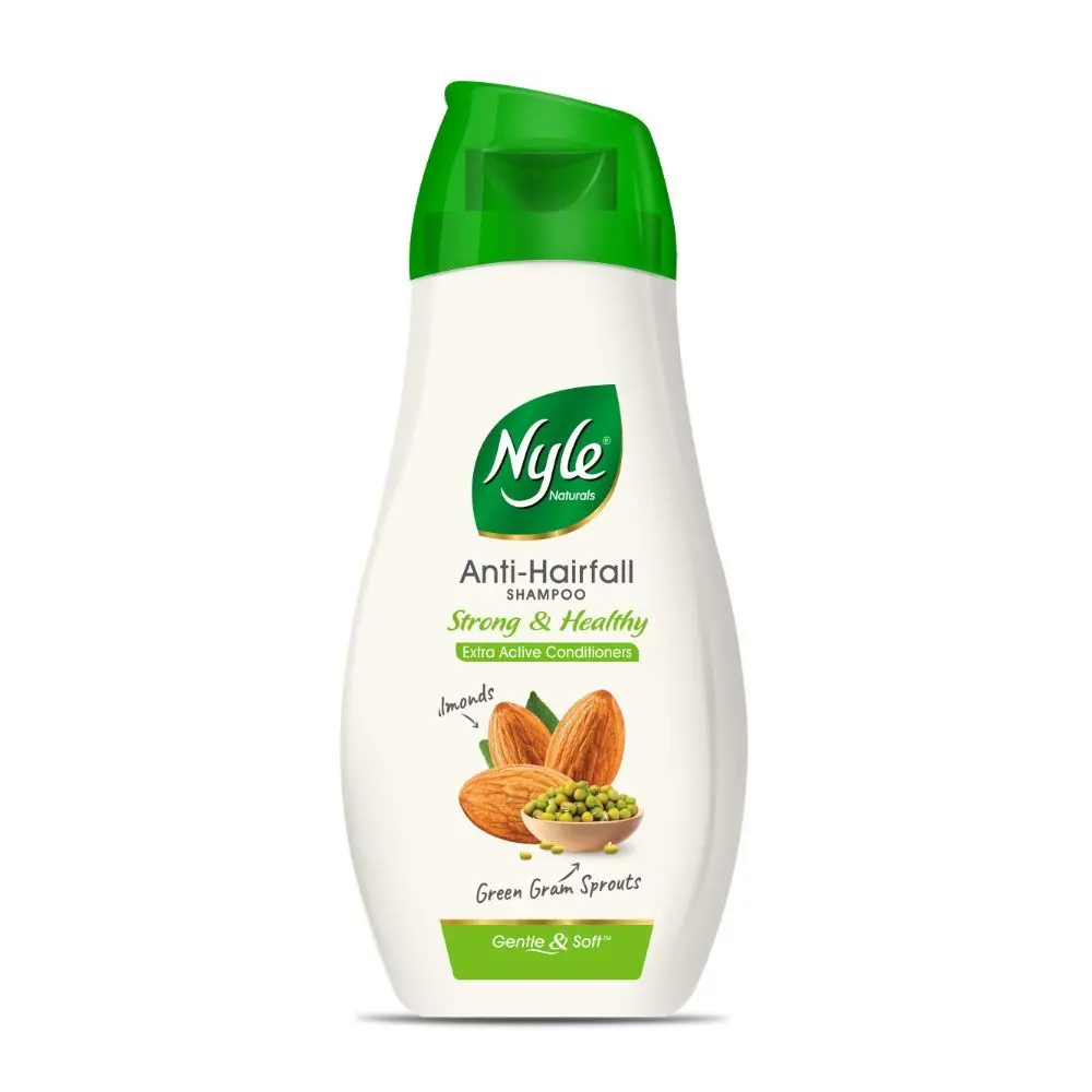 Nyle Naturals Strong & Healthy Anti Hairfall Shampoo, With Goodness Of Almonds And Green Gram Sprouts, 180 ML