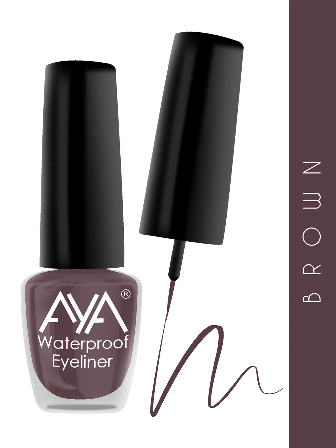 AYA 24 Hrs Long Lasting & Waterproof Eyeliner, Matte Brown (5 ml)