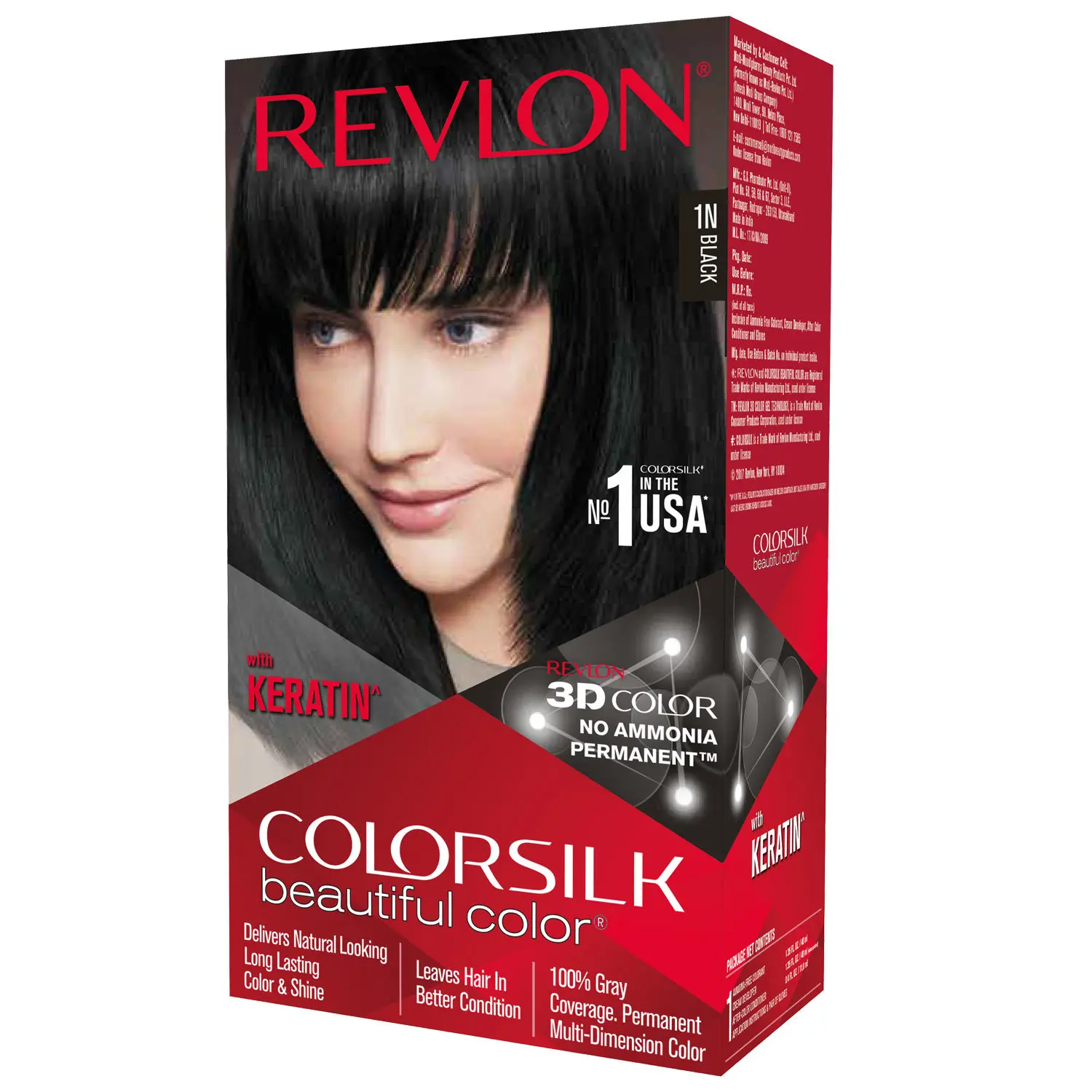 Revlon Colorsilk Hair Color with Keratin - Black 1N