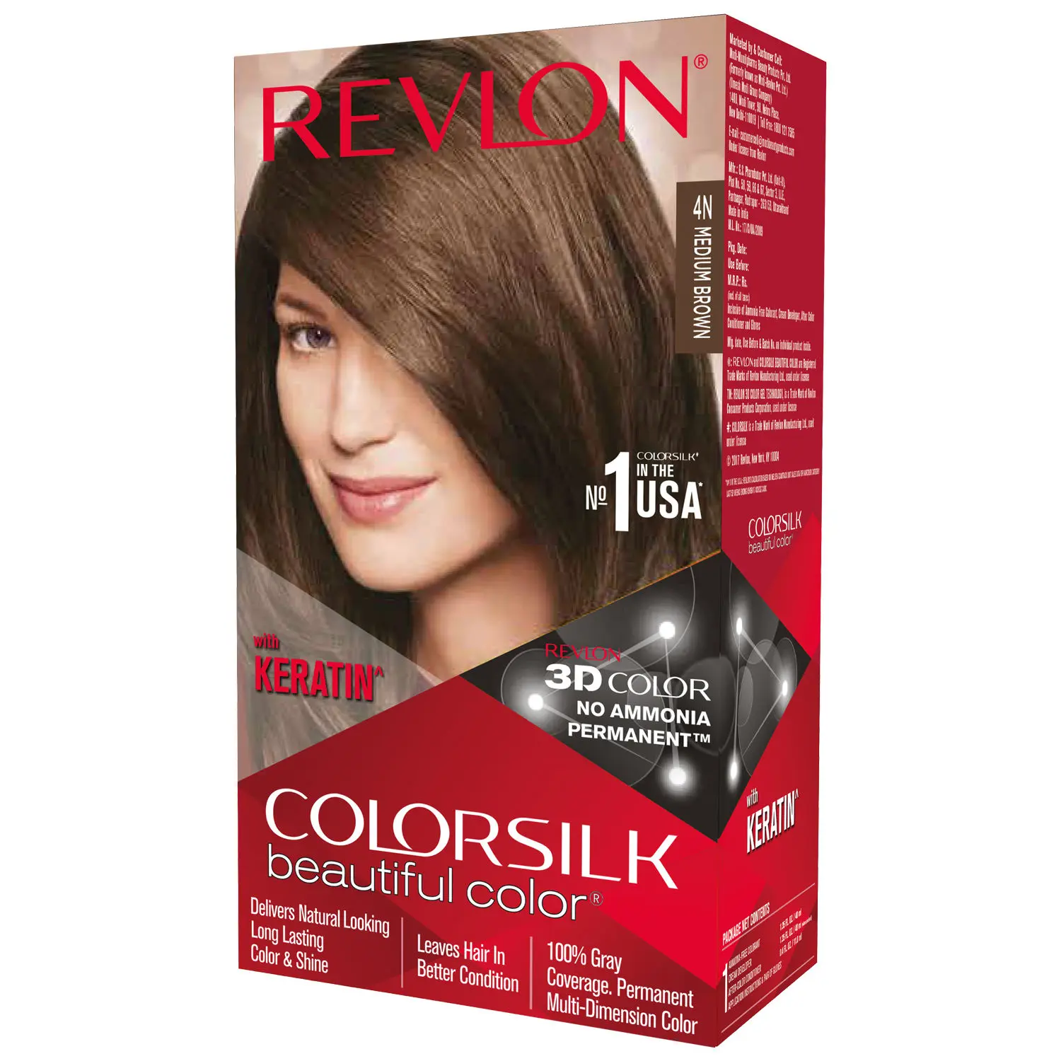 Revlon Colorsilk Hair Color with Keratin - Medium Brown 4N