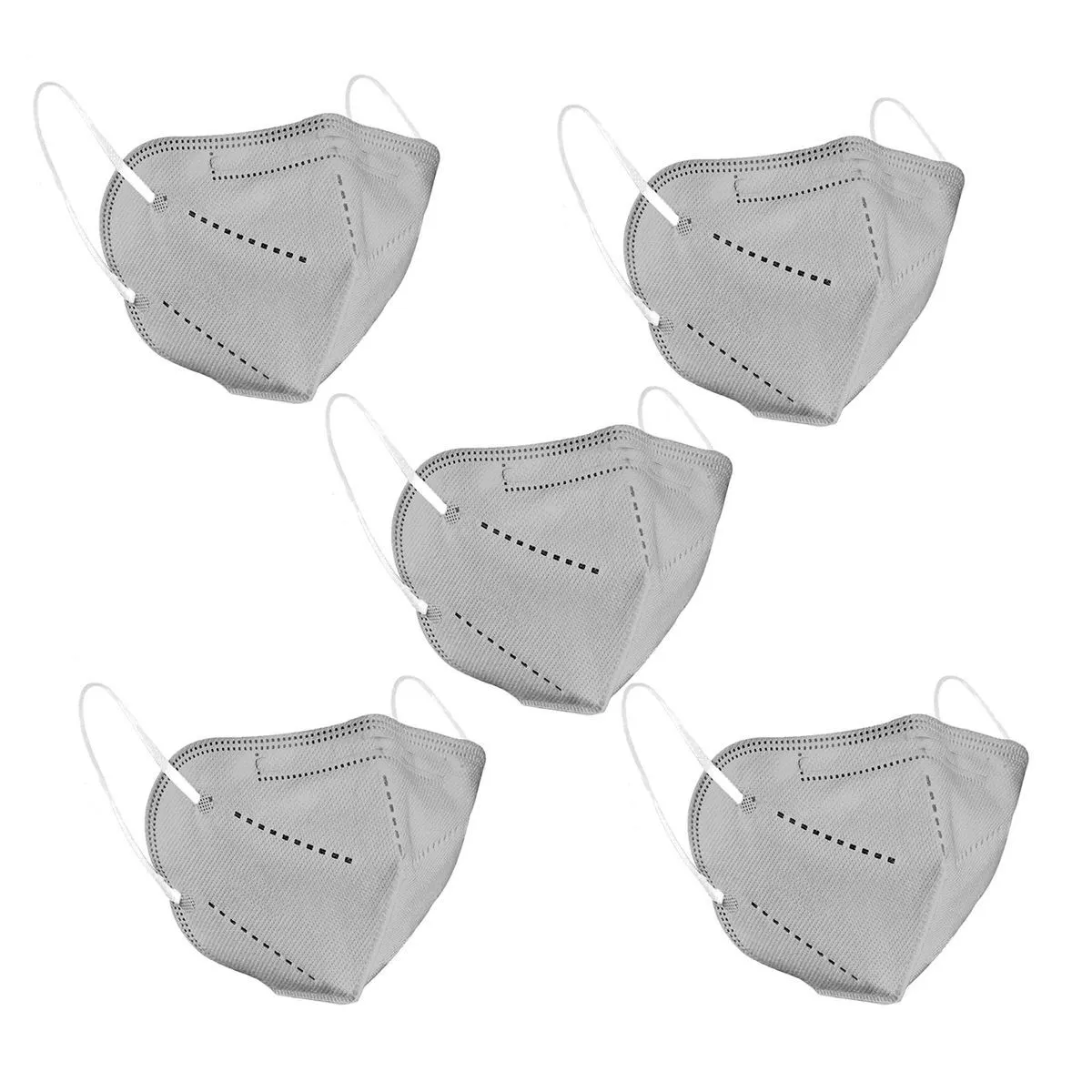 Fabula Pack of 5 KN95/N95 Anti-Pollution Reusable 5 Layer Mask (Grey)