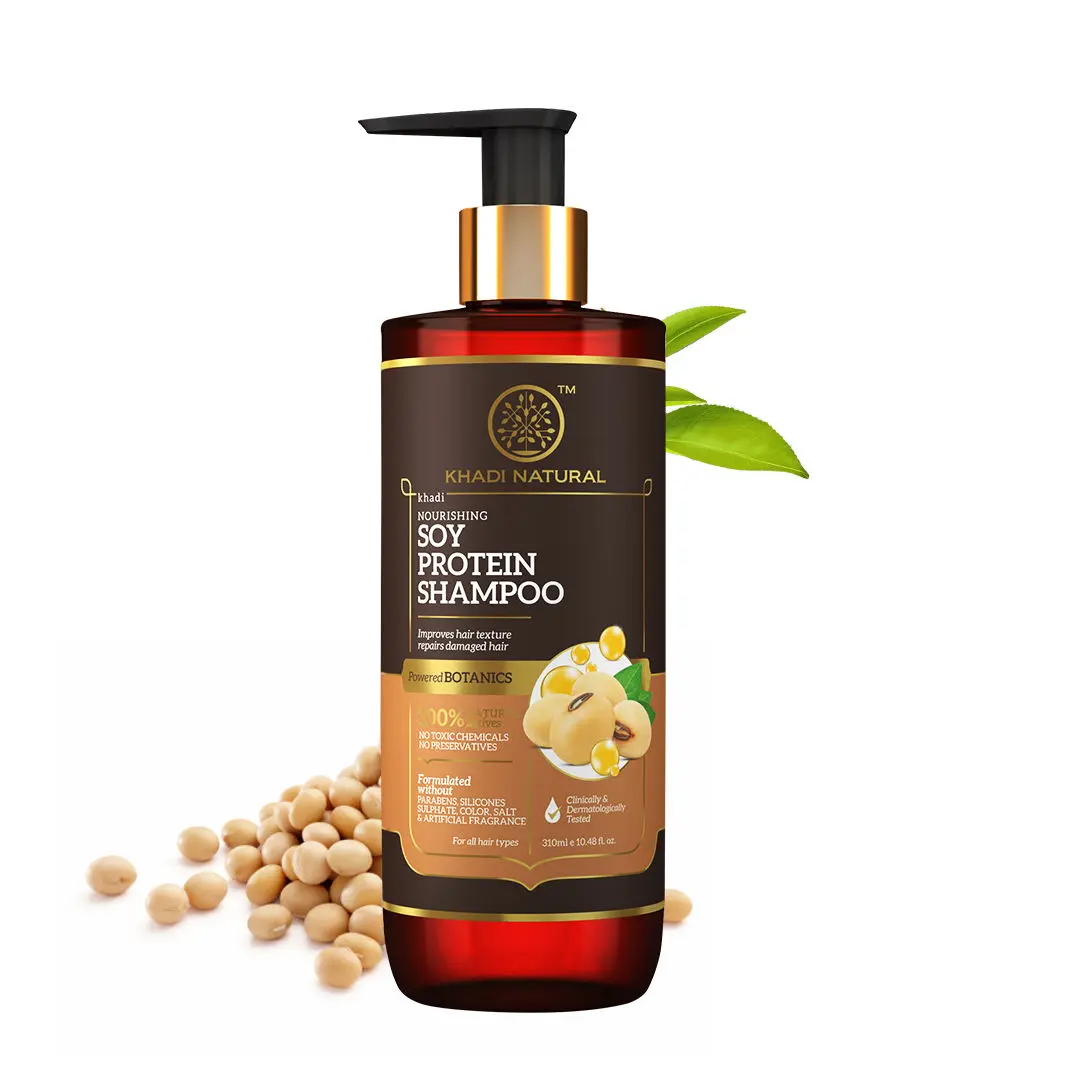 Khadi Natural Nourishing Soy Protein Shampoo | Improves Hair Texture Repairs Damaged Hair by Powered BOTANICS | 310ml.