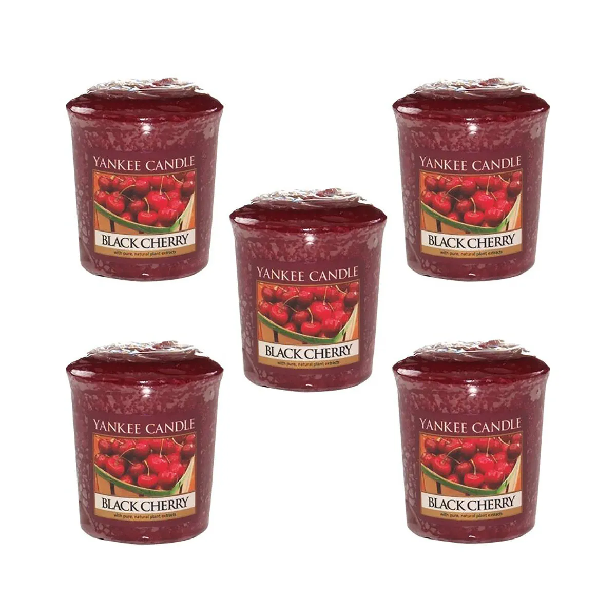 Yankee Candle Classic Votive Black Cherry Scented Candles - Pack of 5