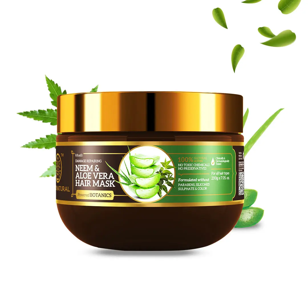 Khadi Natural Neem & Aloevera With Almond Oil & Coconut Oil- Hair Mask - Powered Botanics(200gm)