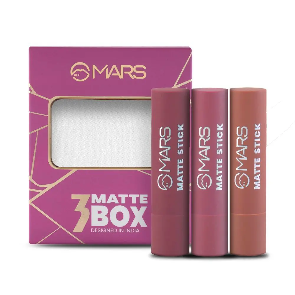 MARS Matte Box Set of 3 Creamy Matte Lipsticks - 02 Peaches and Nudes | 3.2gx3