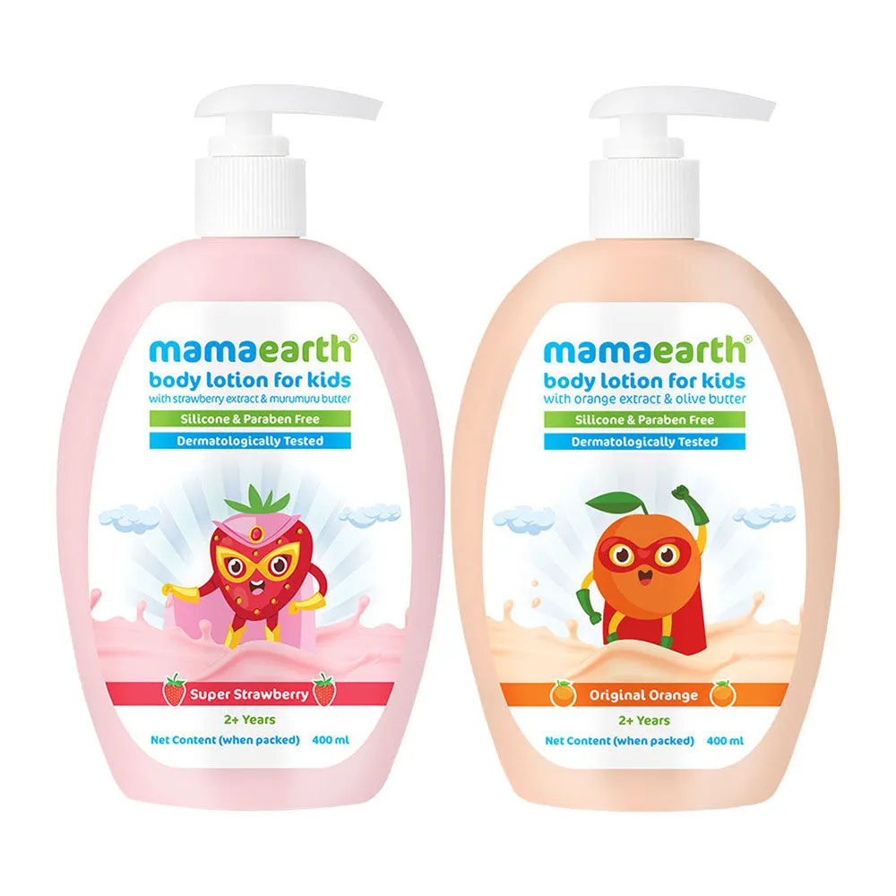 Mamaearth Super Strawberry Body Lotion & Original Orange Body Lotion For Kids