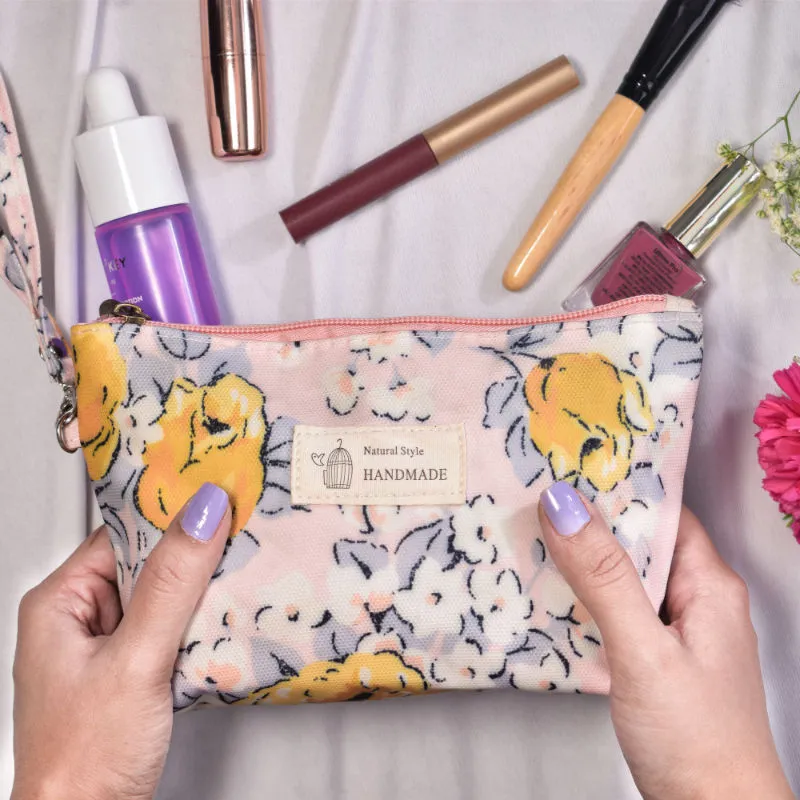 Visual Echoes Floral Bliss Make Up,Travel Pouch - Nude Pink(F)