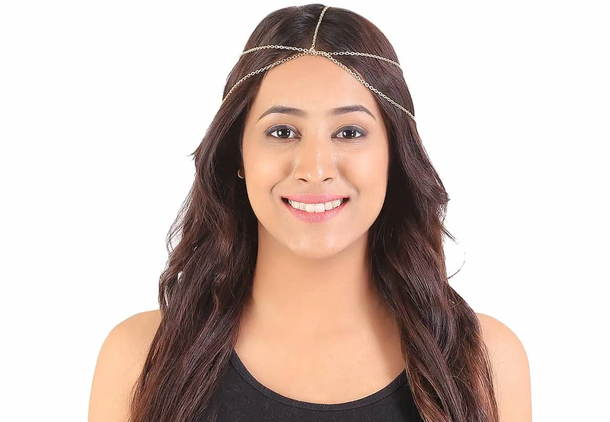 Femnmas Golden Multi Chain Head Band